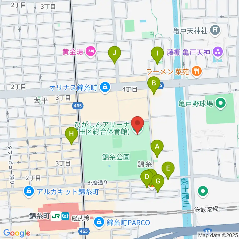 ひがしんアリーナ周辺のホテル一覧地図