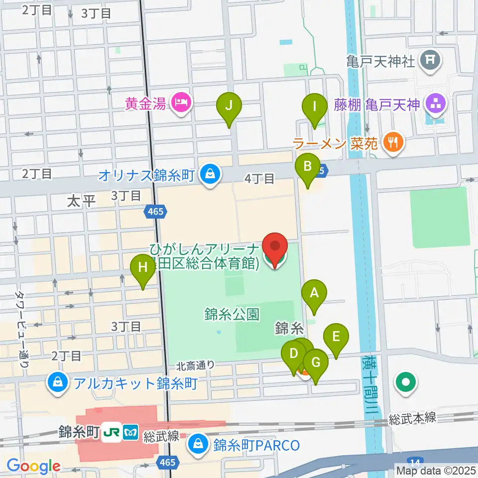 ひがしんアリーナ周辺のホテル一覧地図