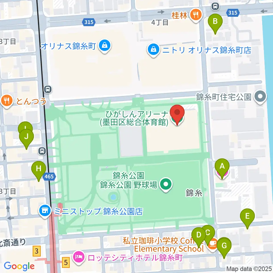 ひがしんアリーナ周辺のホテル一覧地図