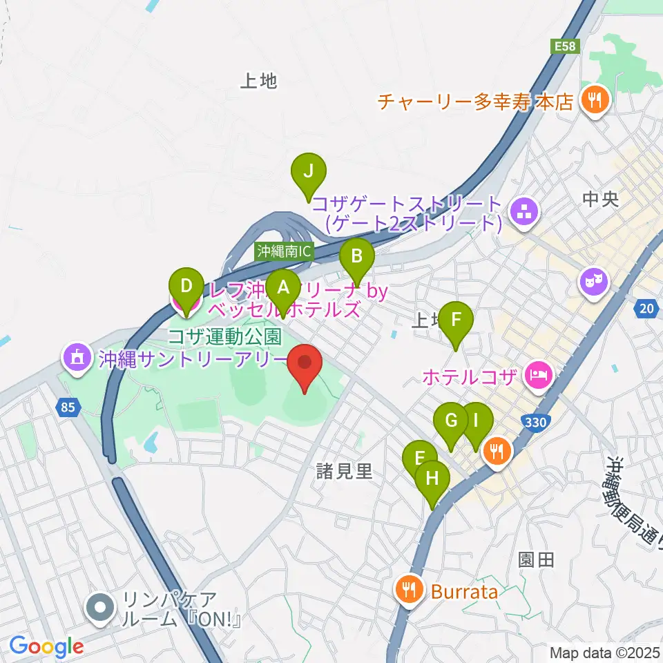 コザしんきんスタジアム周辺のホテル一覧地図