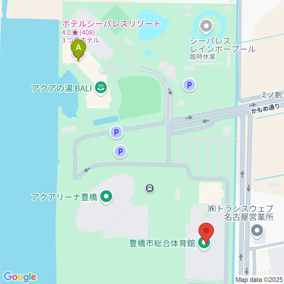 豊橋市総合体育館周辺のホテル一覧地図