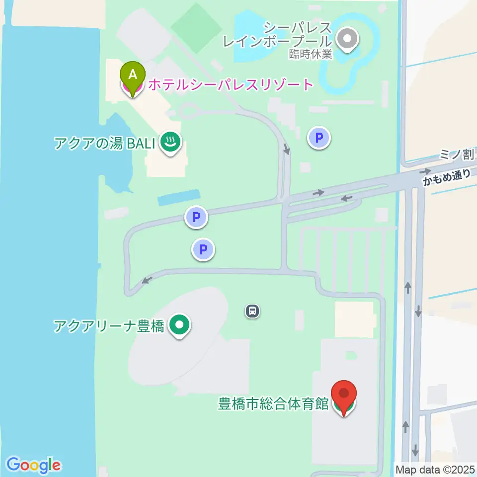 豊橋市総合体育館周辺のホテル一覧地図