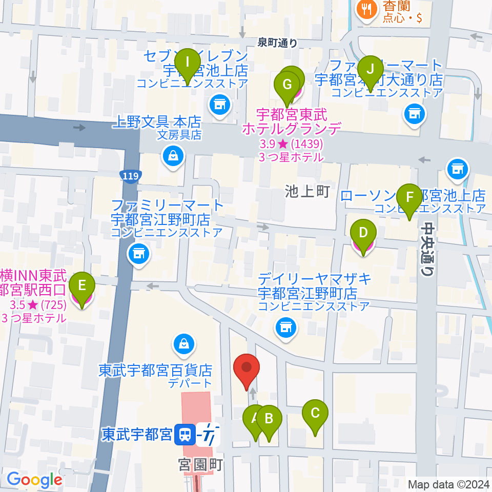 ヘブンズロック宇都宮2/3周辺のホテル一覧地図