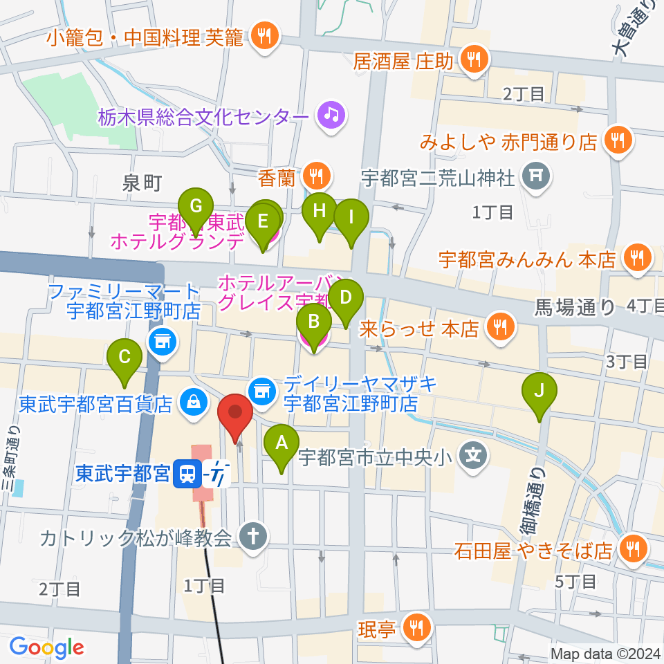 ヘブンズロック宇都宮2/3周辺のホテル一覧地図