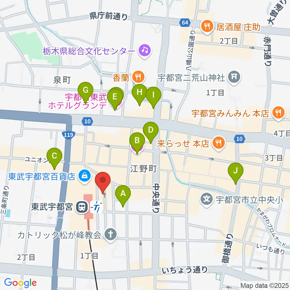 ヘブンズロック宇都宮2/3周辺のホテル一覧地図