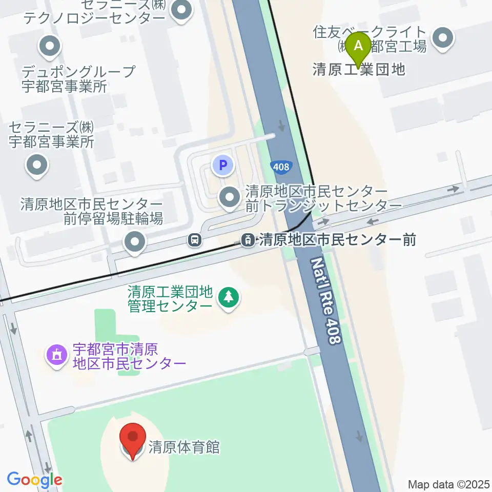 宇都宮市清原体育館周辺のホテル一覧地図