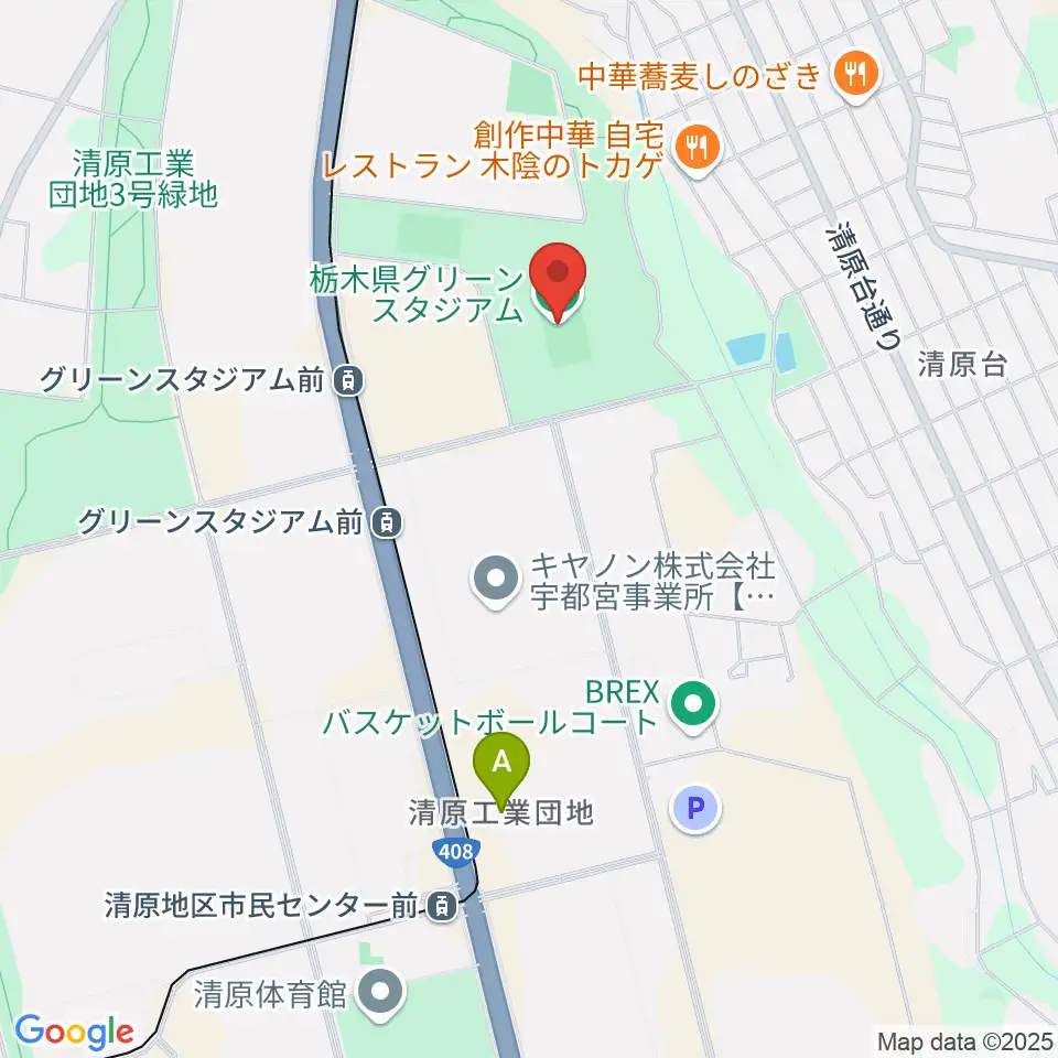栃木県グリーンスタジアム周辺のホテル一覧地図