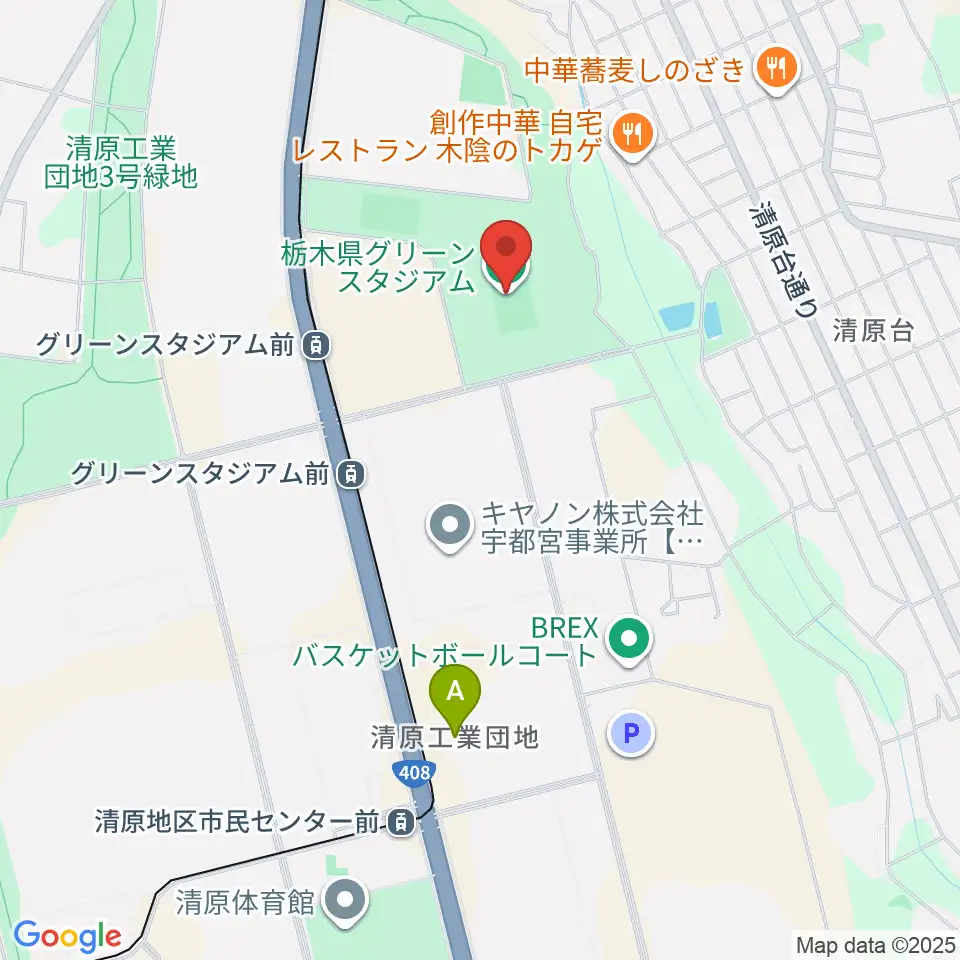 栃木県グリーンスタジアム周辺のホテル一覧地図