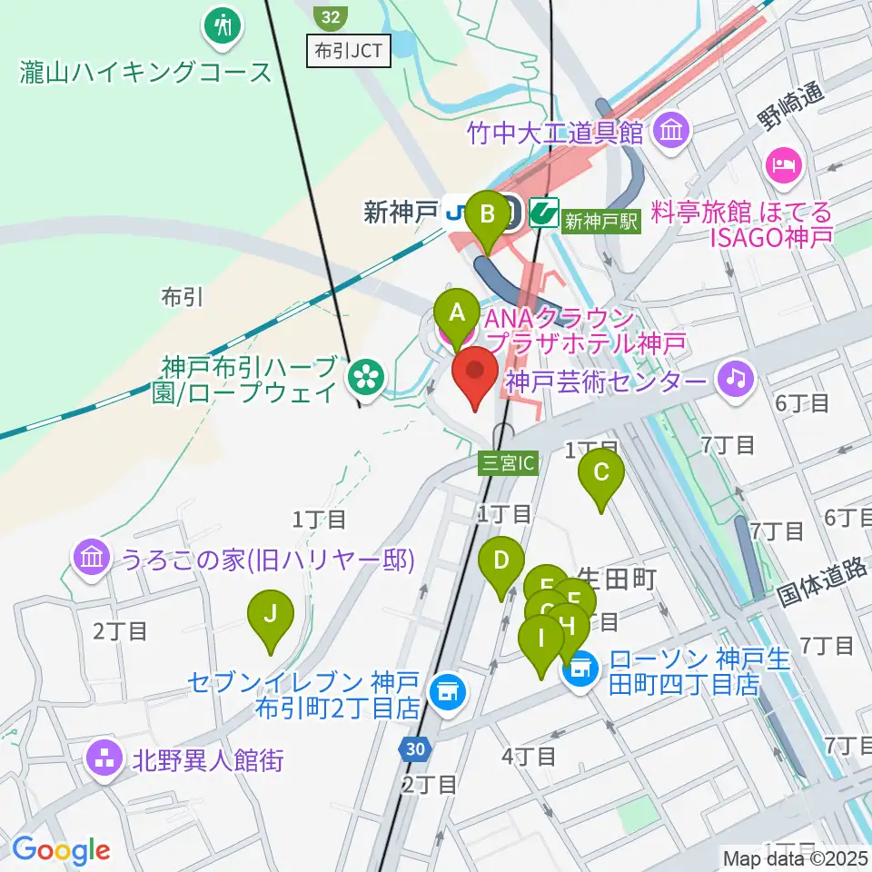 アイア2.5シアター神戸周辺のホテル一覧地図