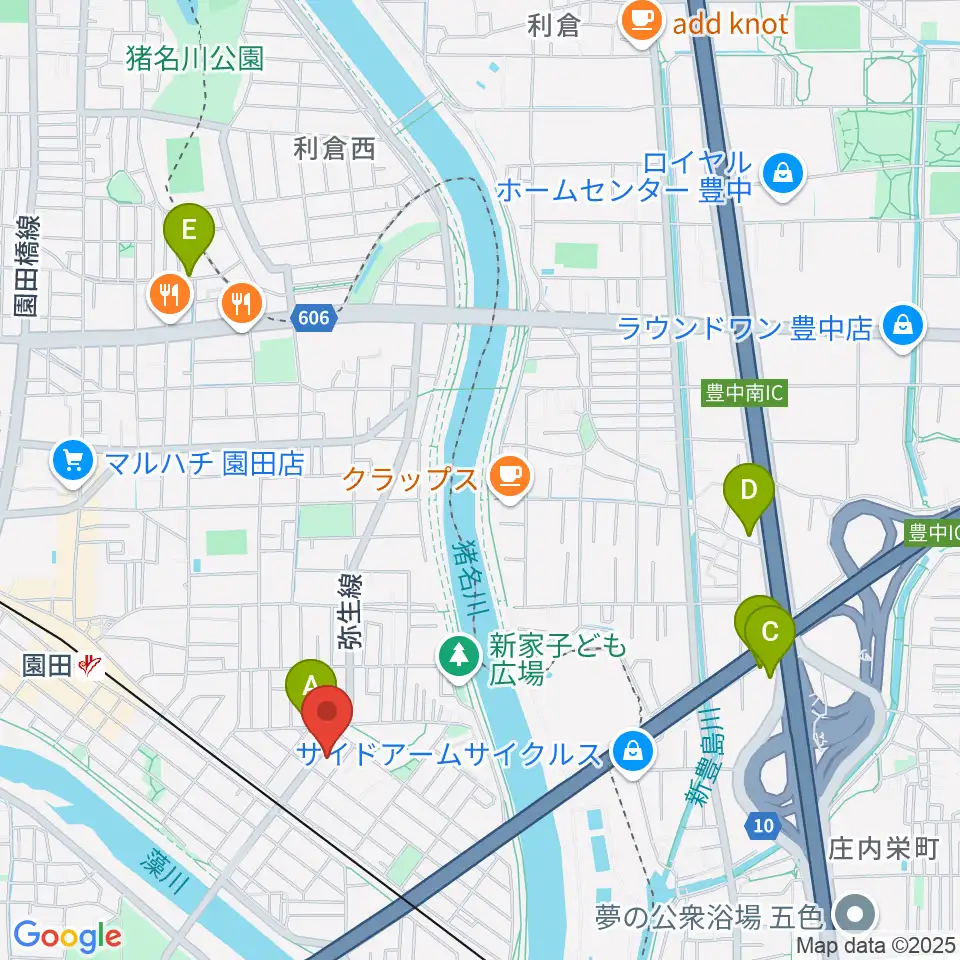 TUNE GUITAR MANIAC周辺のホテル一覧地図
