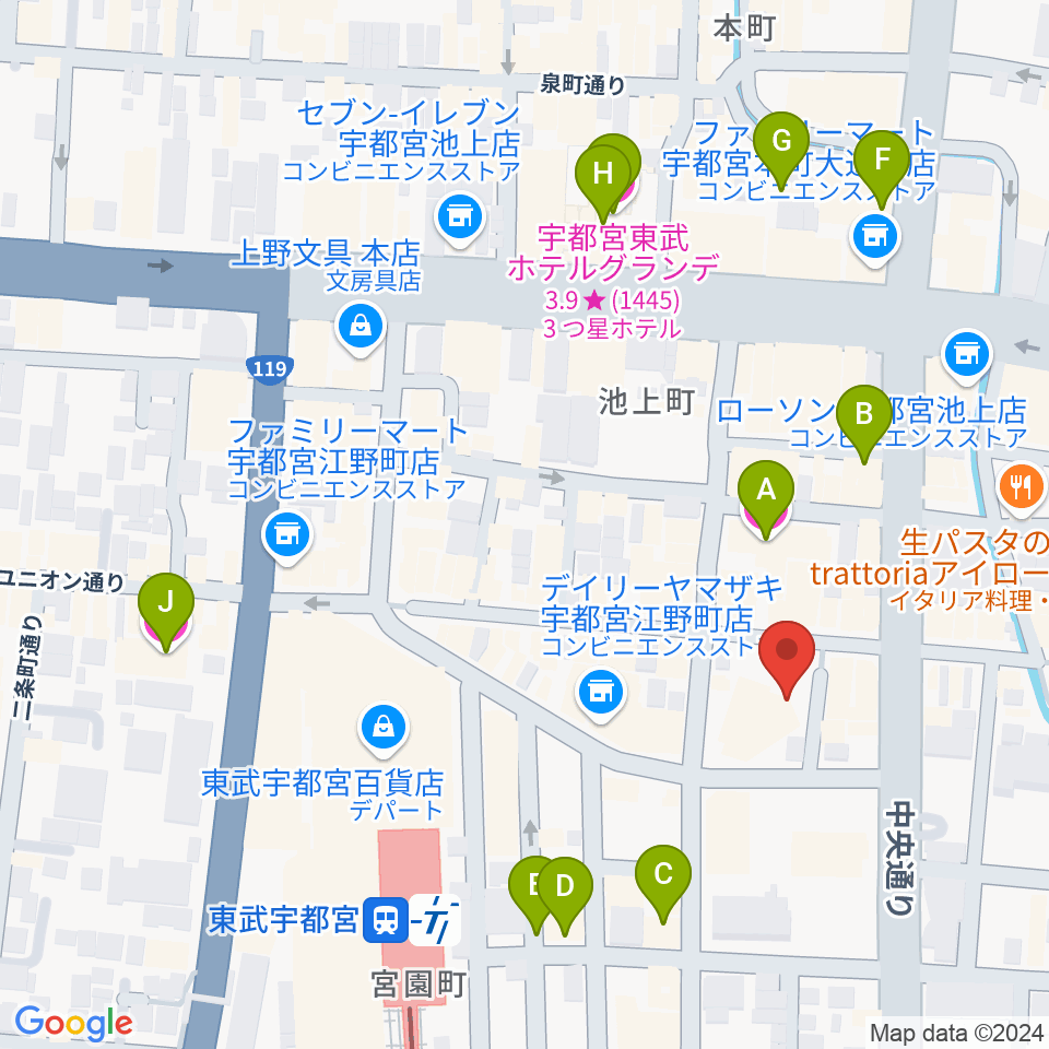 オリオンスクエア周辺のホテル一覧地図