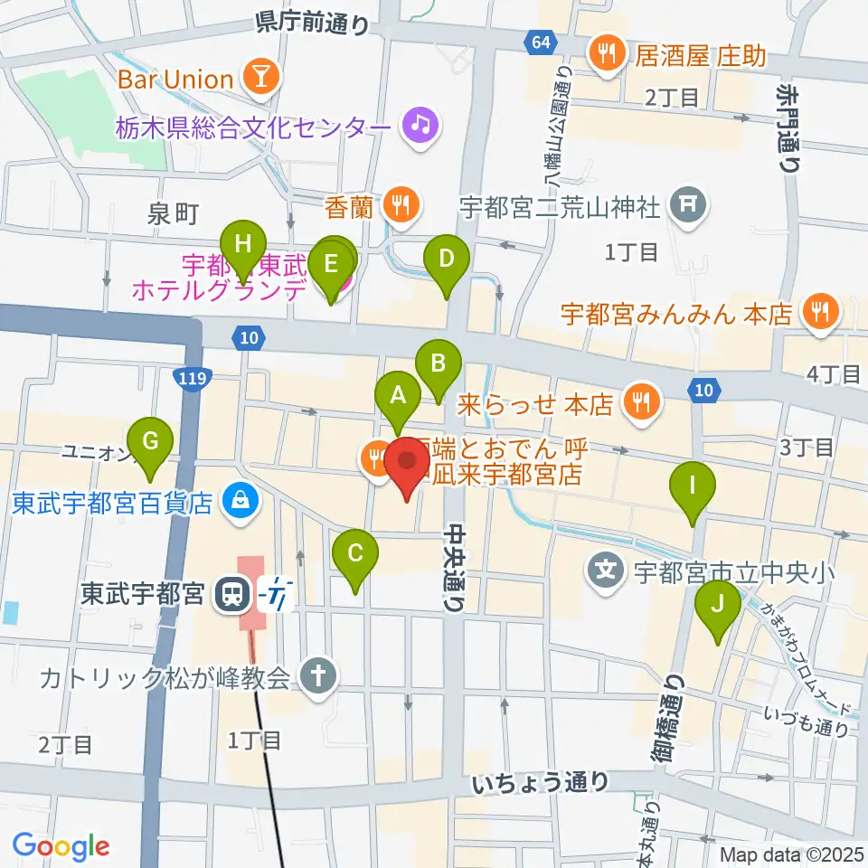 オリオンスクエア周辺のホテル一覧地図