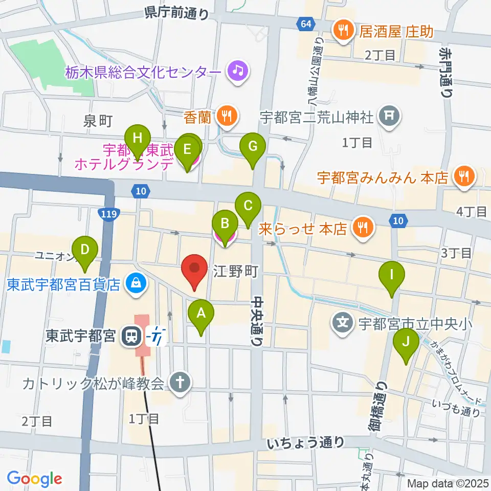 宇都宮ヒカリ座周辺のホテル一覧地図
