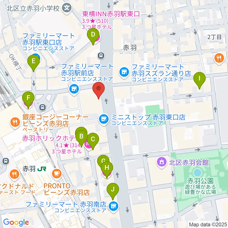 赤羽レニーアルファ周辺のホテル一覧地図