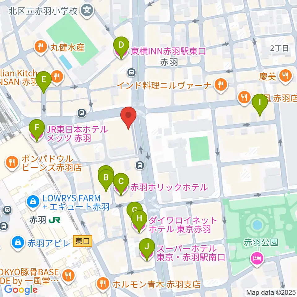 赤羽レニーアルファ周辺のホテル一覧地図