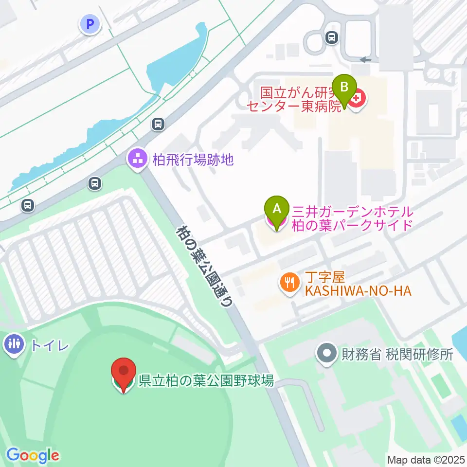 県立柏の葉公園野球場周辺のホテル一覧地図