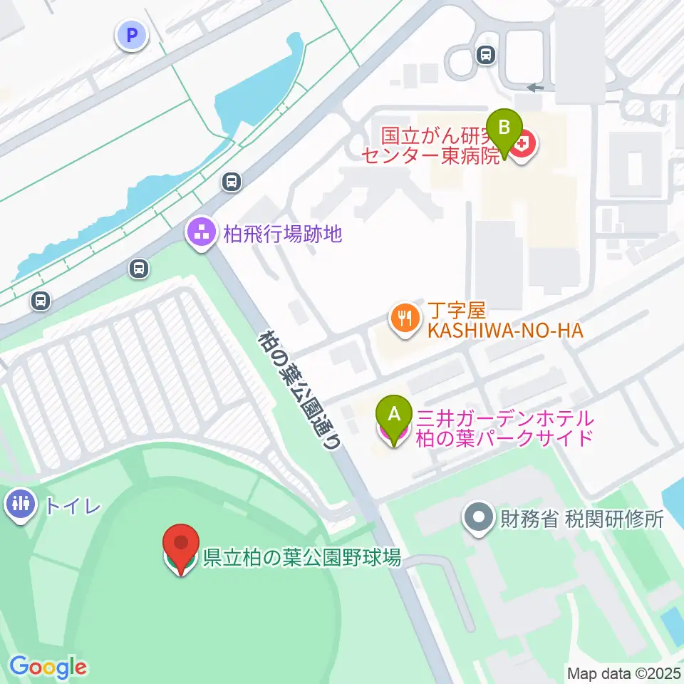 県立柏の葉公園野球場周辺のホテル一覧地図
