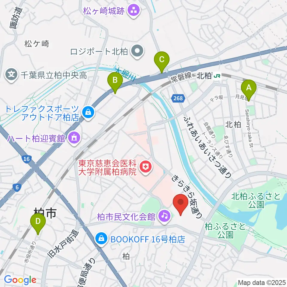 柏市中央体育館周辺のホテル一覧地図