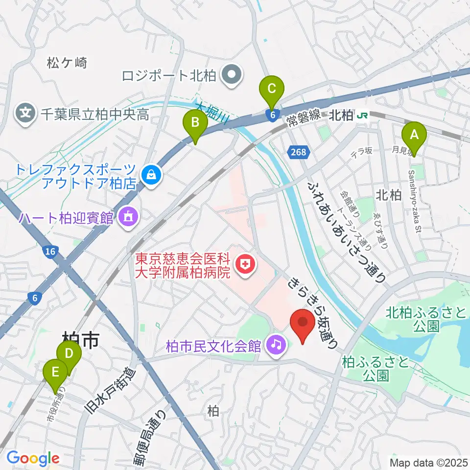 柏市中央体育館周辺のホテル一覧地図