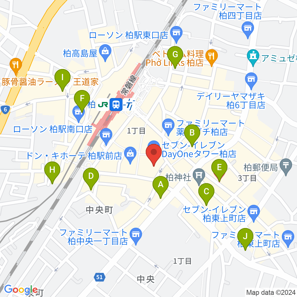 パレット柏周辺のホテル一覧地図