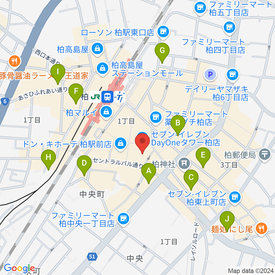 パレット柏周辺のホテル一覧地図