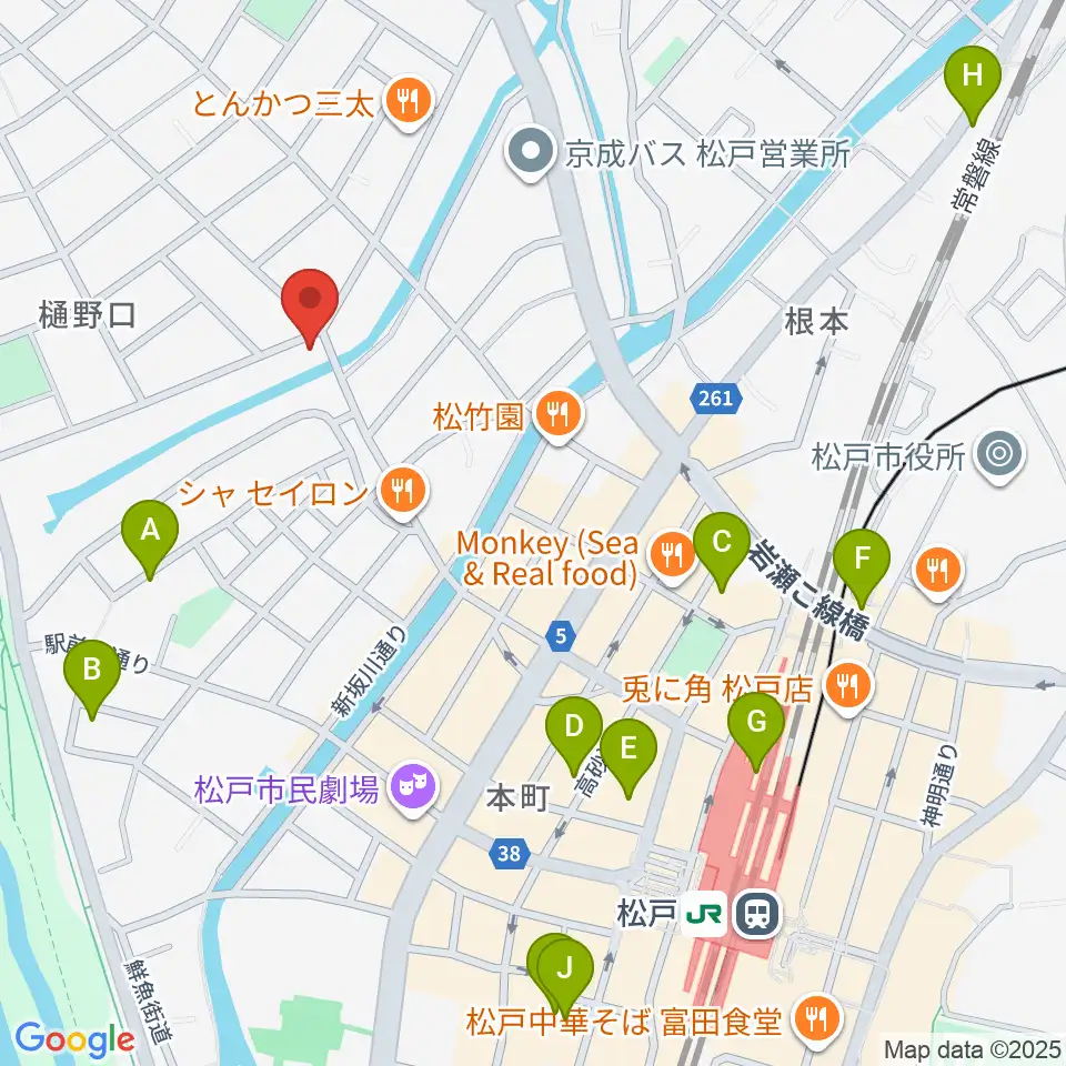 松戸StageV周辺のホテル一覧地図