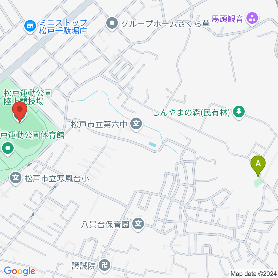 松戸運動公園陸上競技場周辺のホテル一覧地図