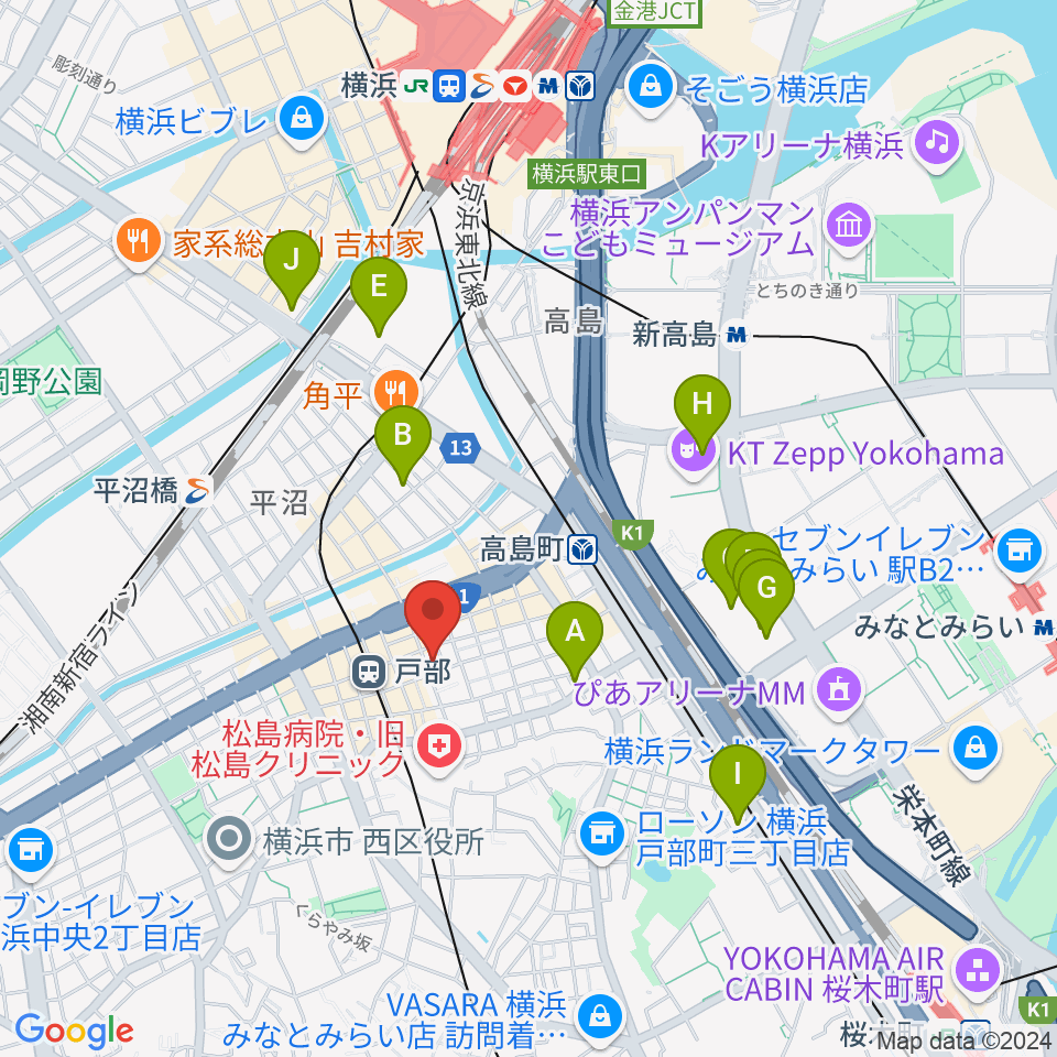 ボンカンスタジオ横浜周辺のホテル一覧地図