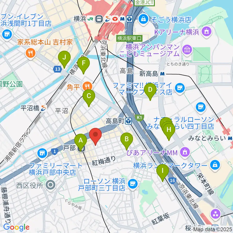 ボンカンスタジオ横浜周辺のホテル一覧地図