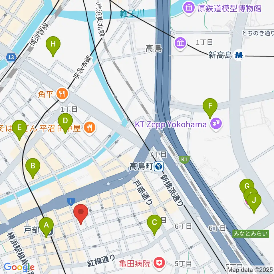 ボンカンスタジオ横浜周辺のホテル一覧地図