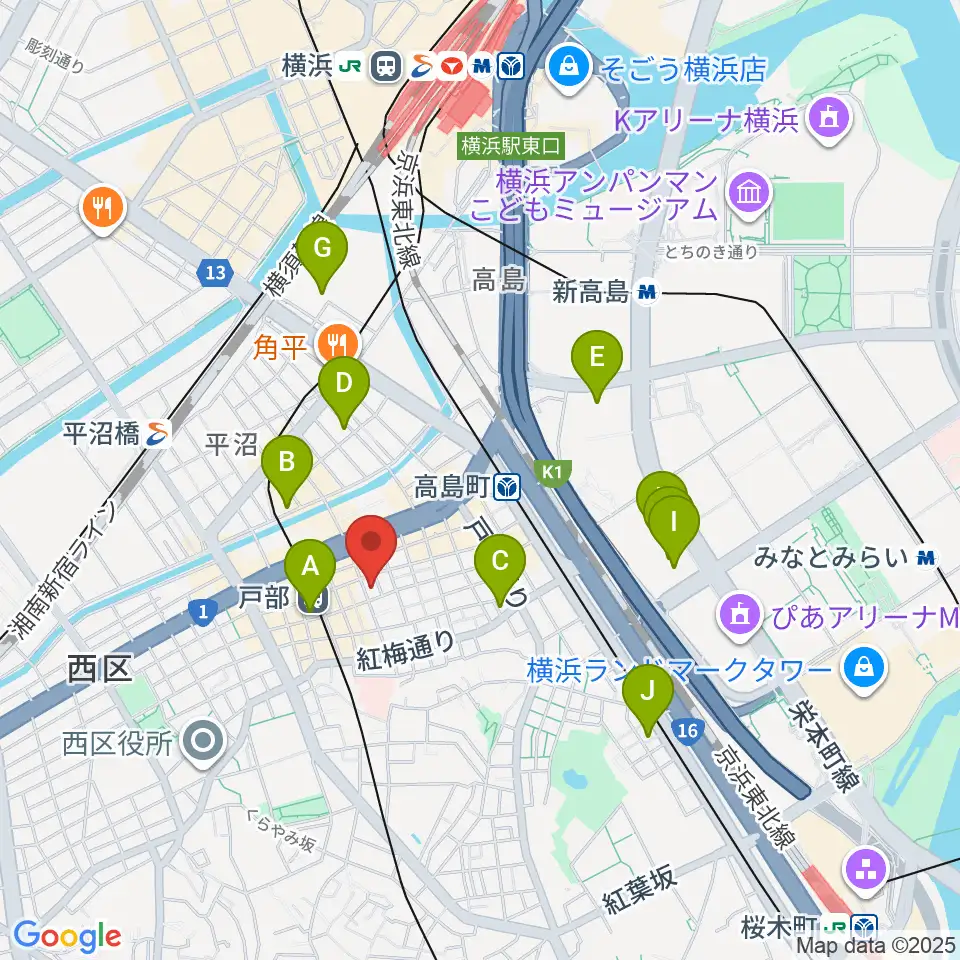 ボンカンスタジオ横浜周辺のホテル一覧地図