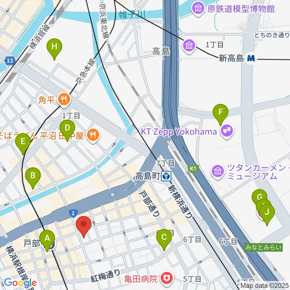 ボンカンスタジオ横浜周辺のホテル一覧地図