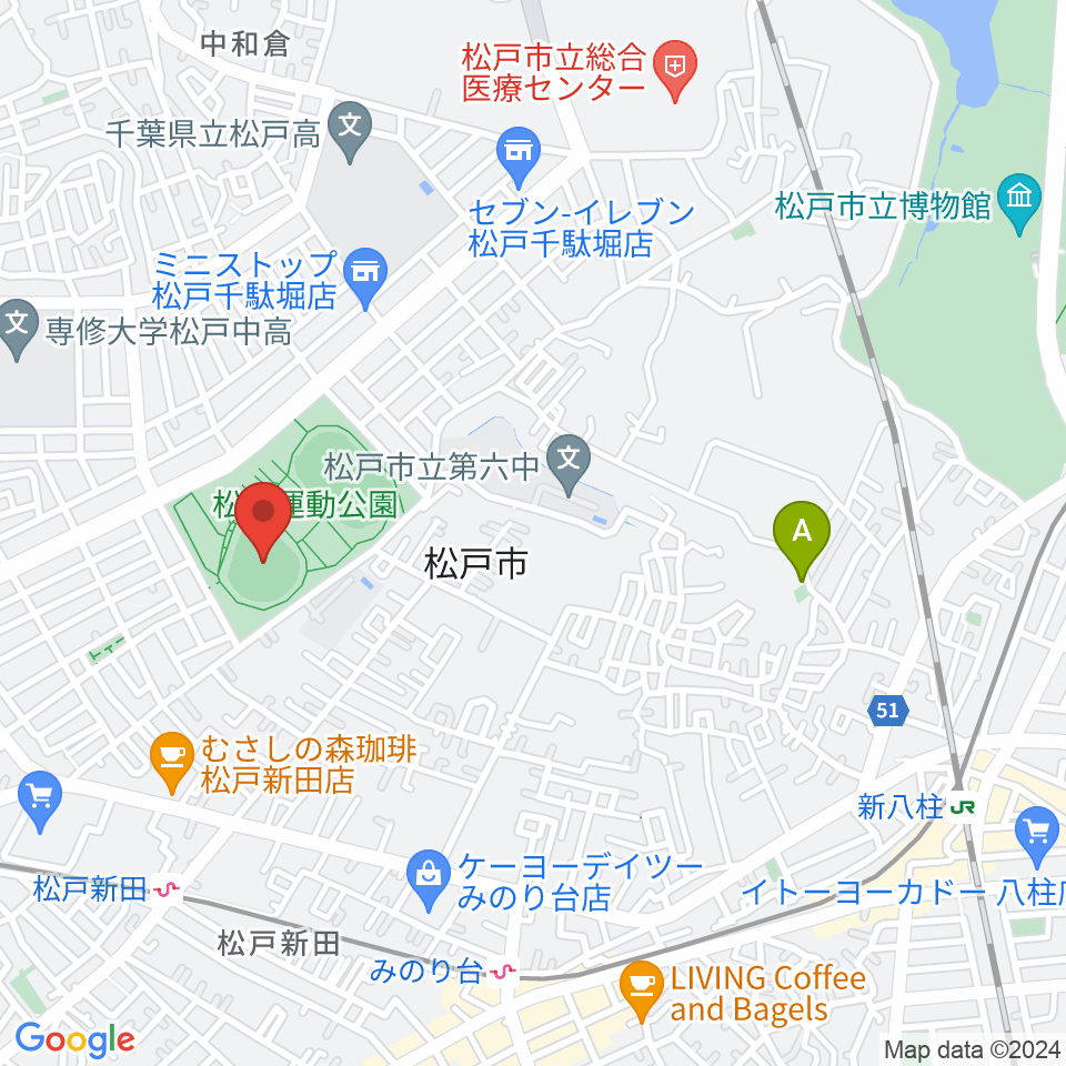 松戸運動公園野球場周辺のホテル一覧地図
