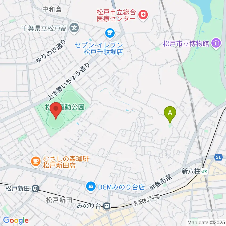 松戸運動公園野球場周辺のホテル一覧地図