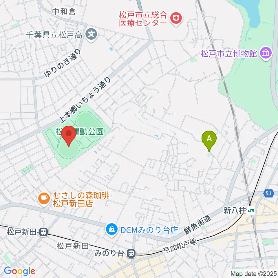 松戸運動公園野球場周辺のホテル一覧地図
