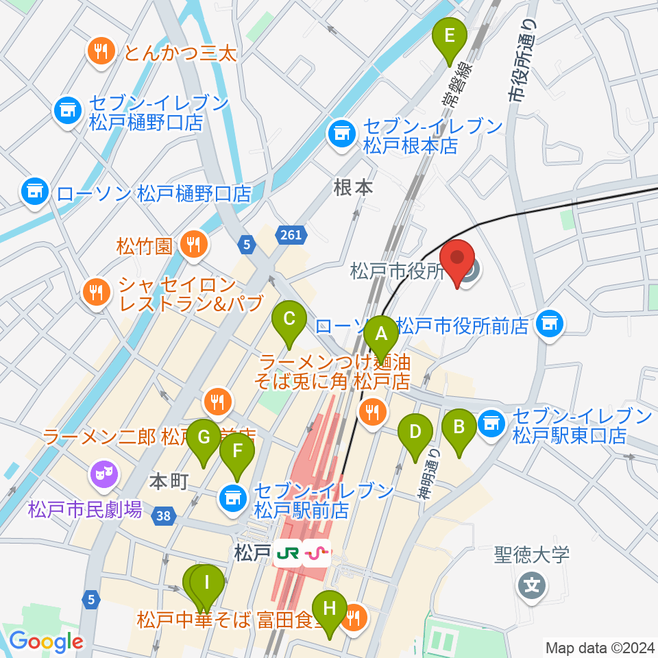 松戸運動公園体育館周辺のホテル一覧地図