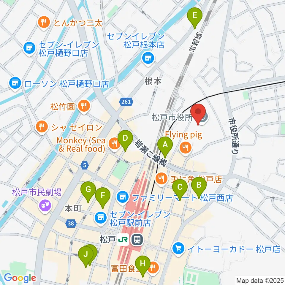 松戸運動公園体育館周辺のホテル一覧地図