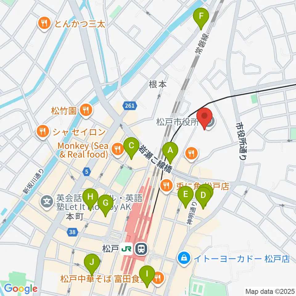 松戸運動公園体育館周辺のホテル一覧地図