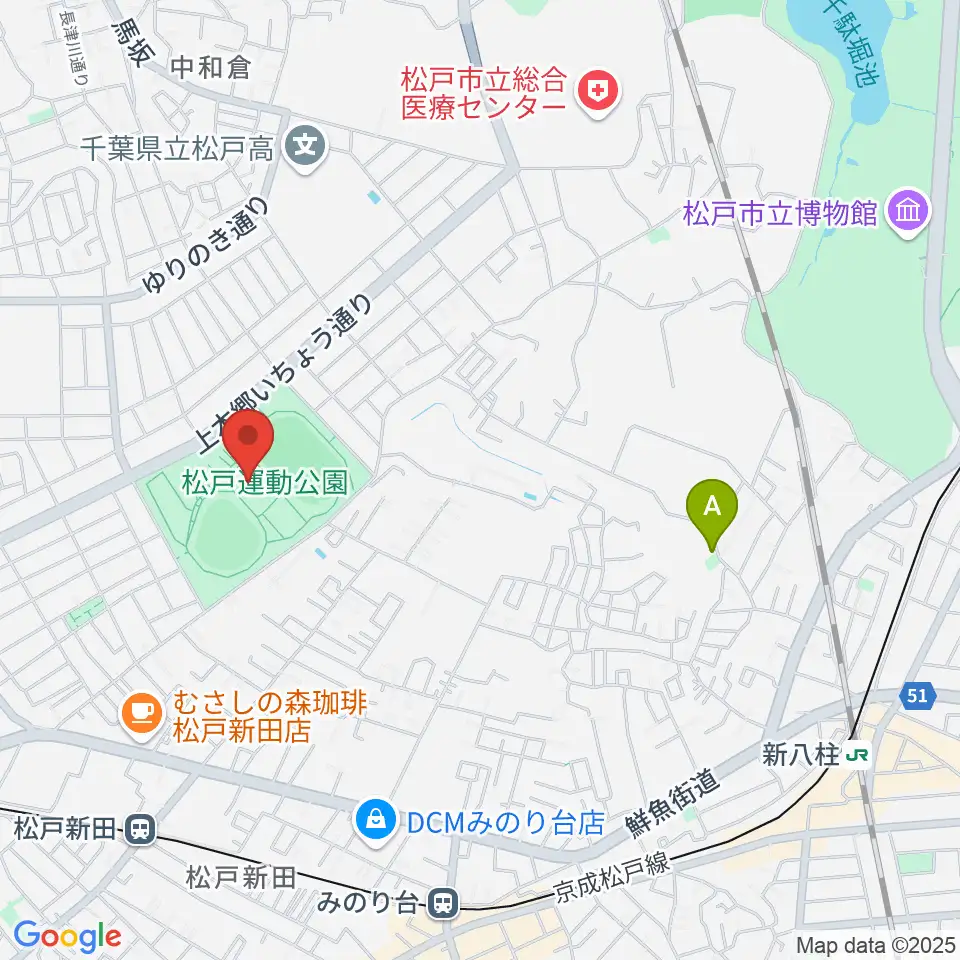 松戸運動公園武道館周辺のホテル一覧地図