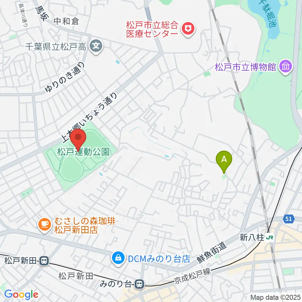 松戸運動公園武道館周辺のホテル一覧地図