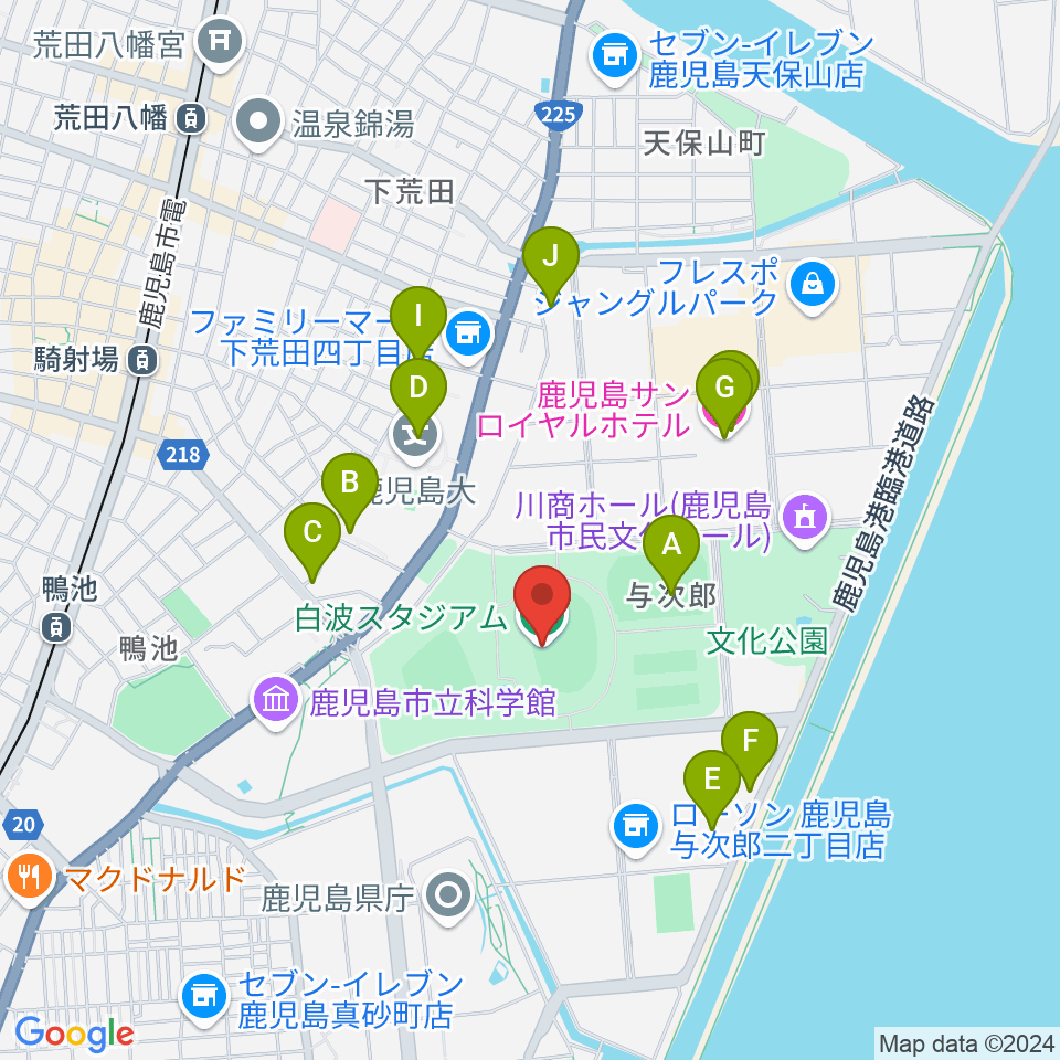 白波スタジアム周辺のホテル一覧地図