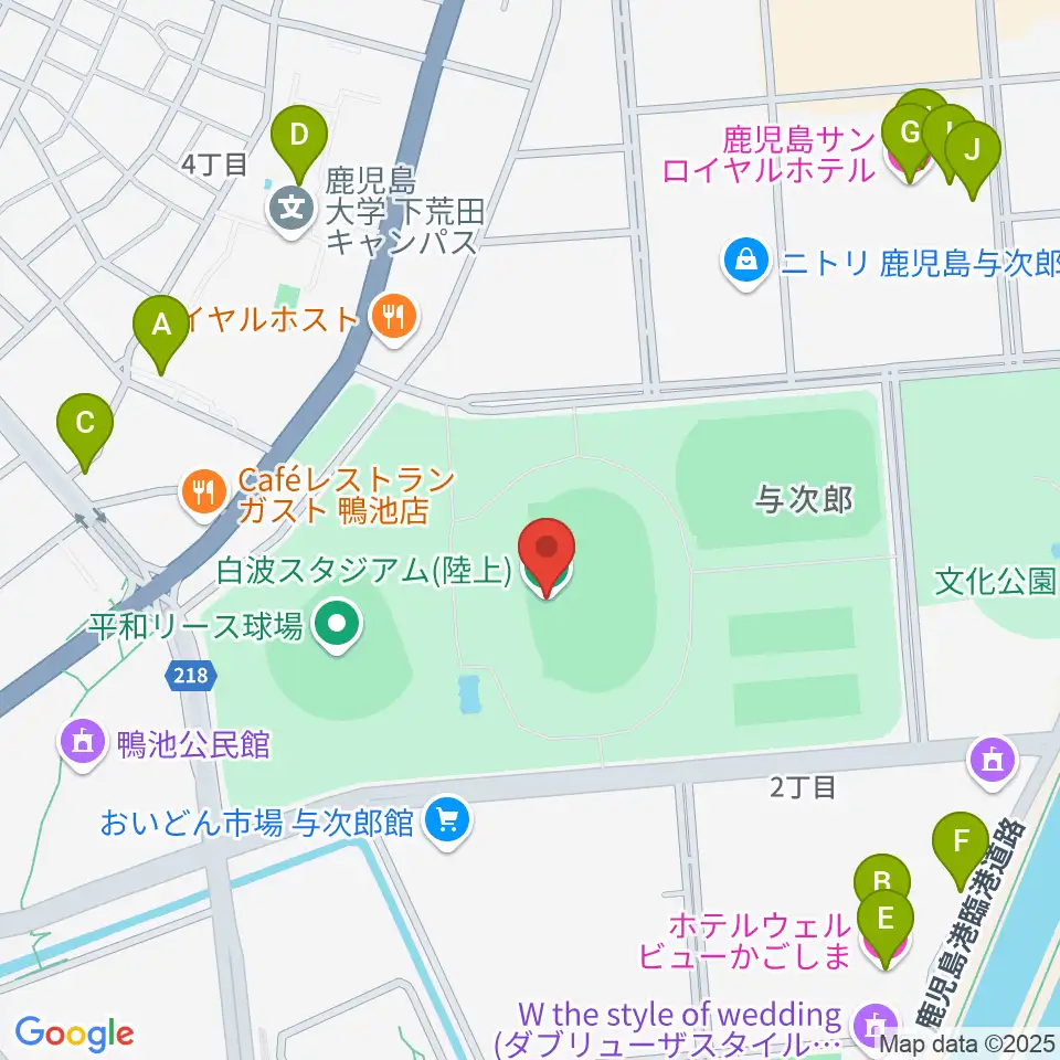白波スタジアム周辺のホテル一覧地図