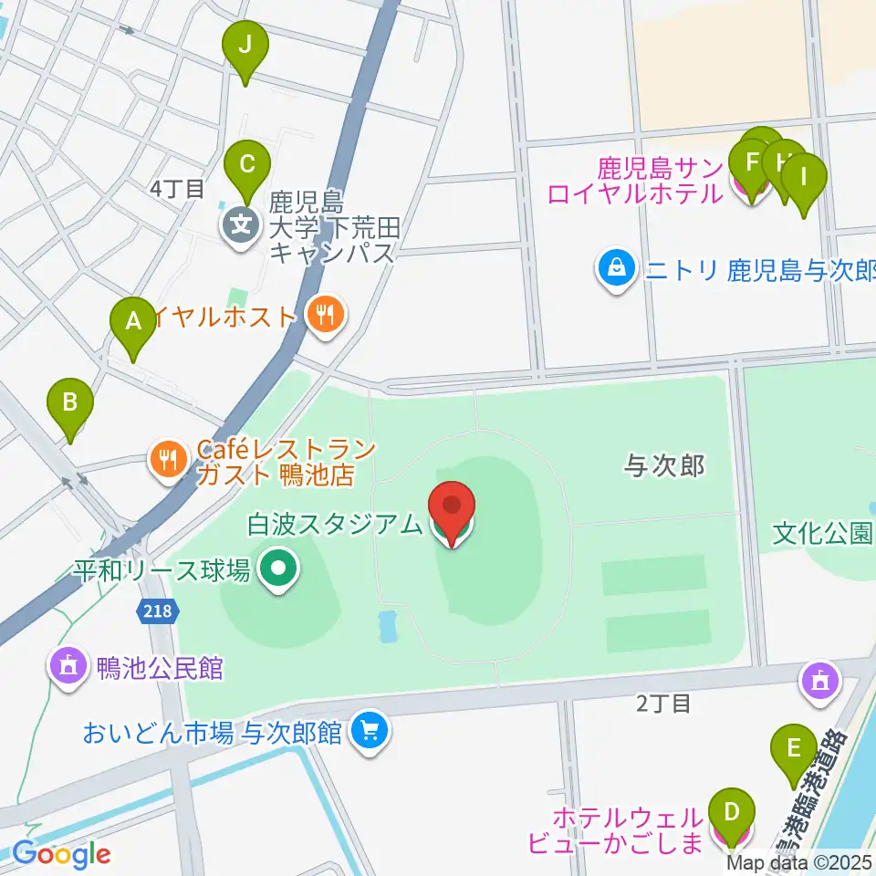 白波スタジアム周辺のホテル一覧地図