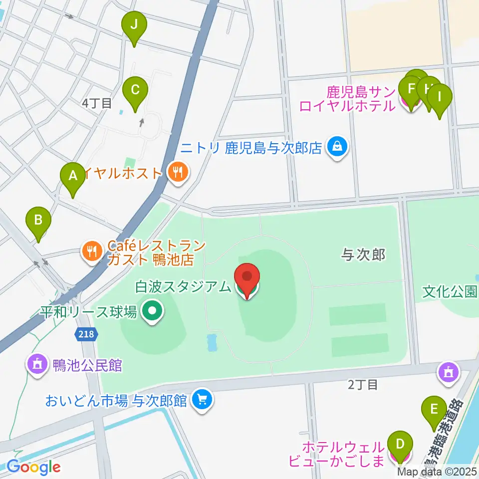 白波スタジアム周辺のホテル一覧地図