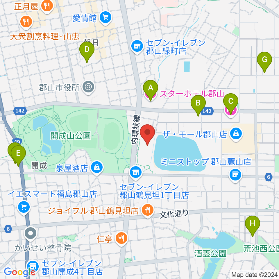 宝来屋 郡山総合体育館周辺のホテル一覧地図