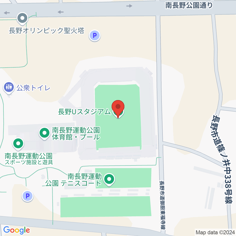 長野Uスタジアム周辺のホテル一覧地図