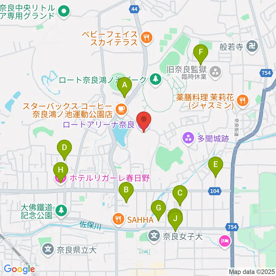ロートアリーナ奈良周辺のホテル一覧地図