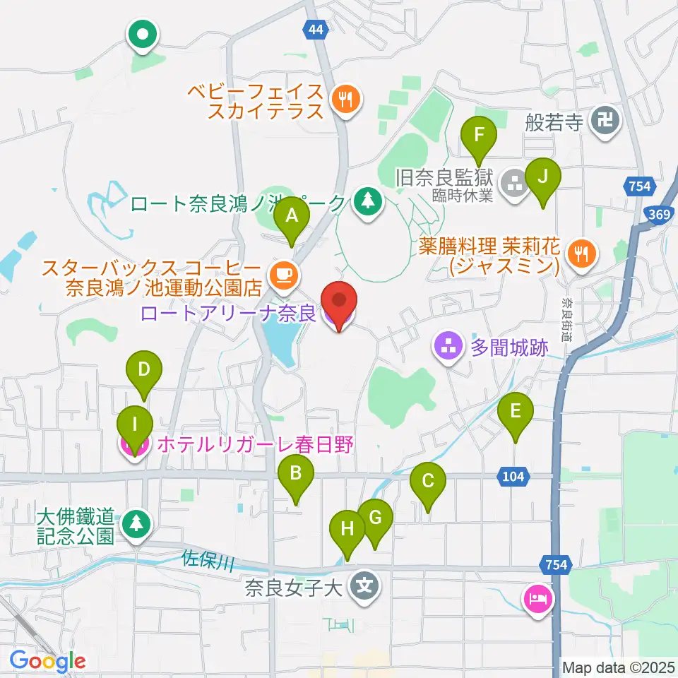ロートアリーナ奈良周辺のホテル一覧地図