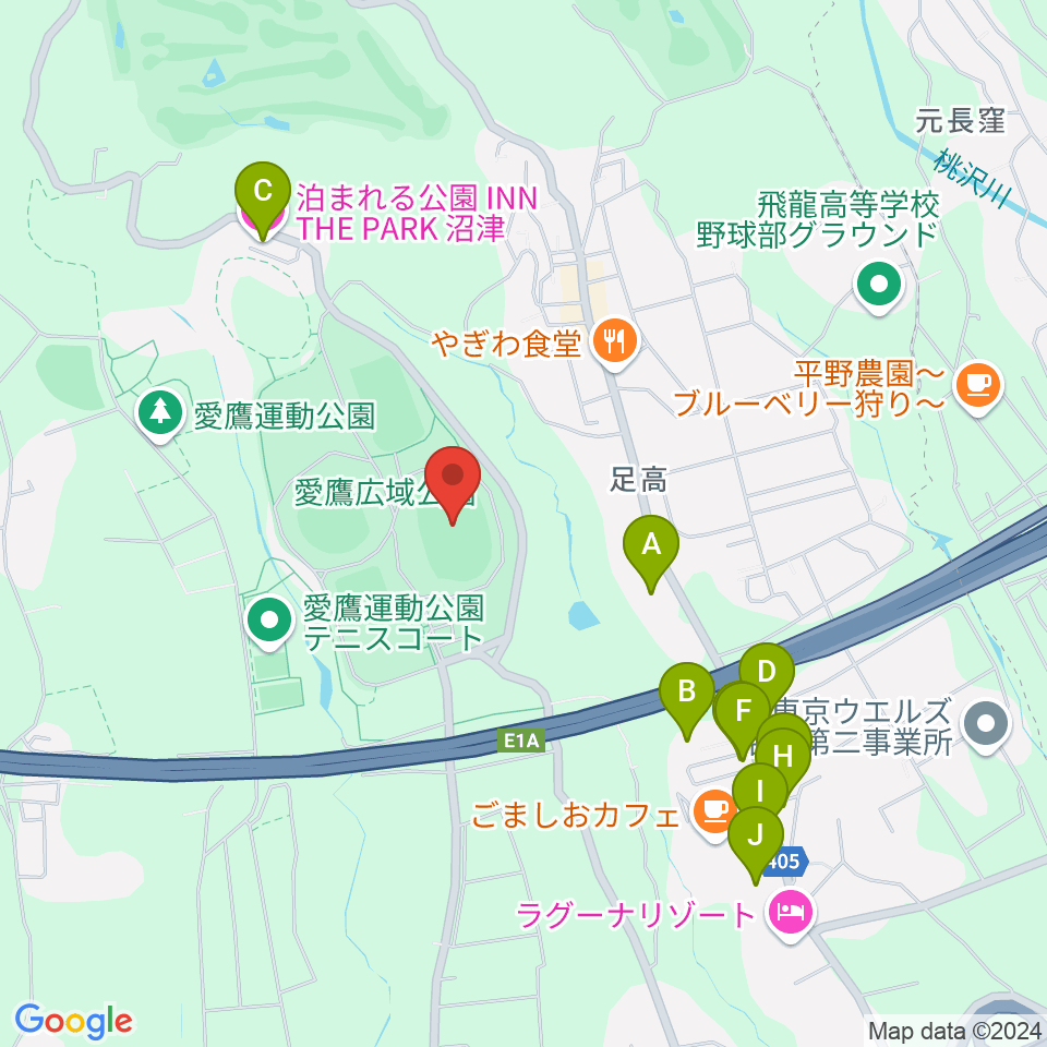 愛鷹広域公園多目的競技場周辺のホテル一覧地図