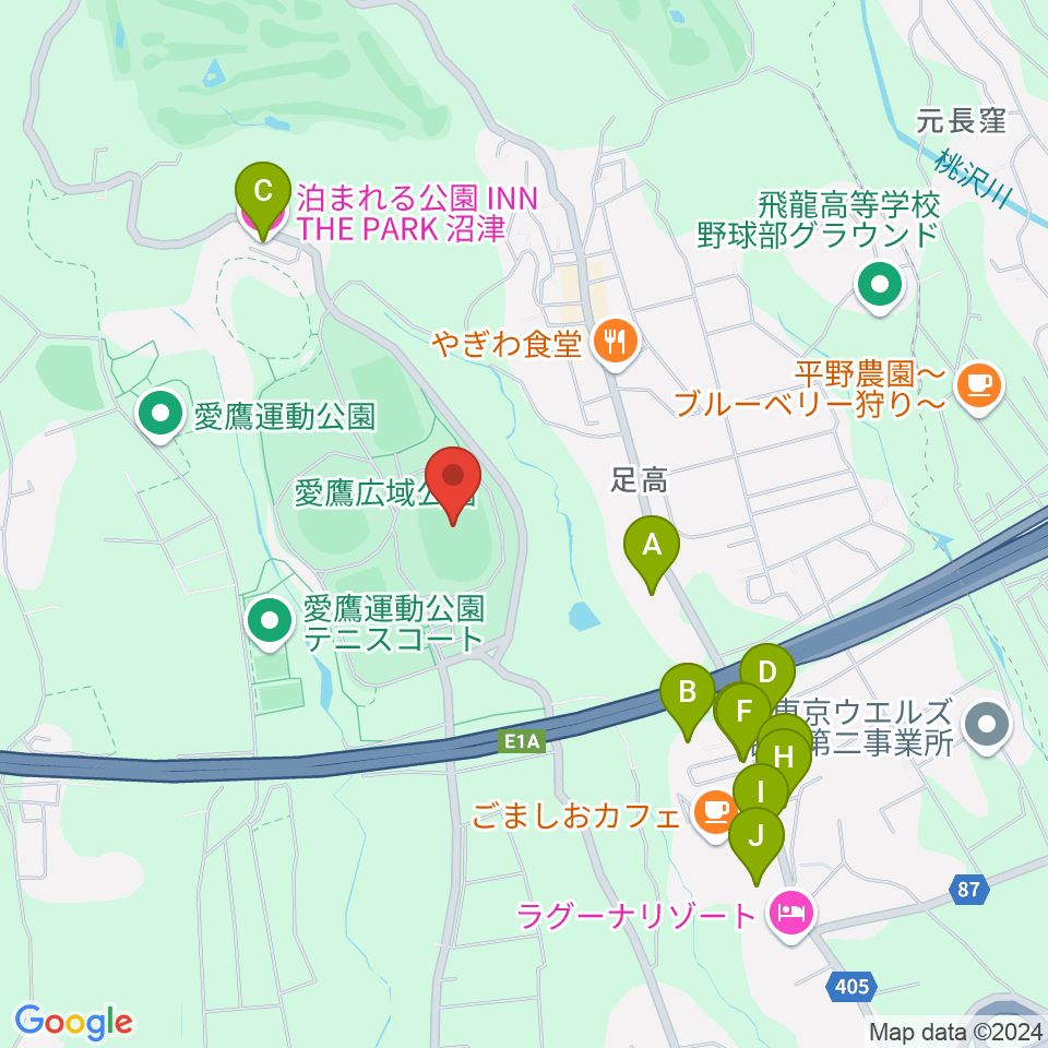 愛鷹広域公園多目的競技場周辺のホテル一覧地図